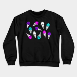 Colorful Ice Cream Pack and Pattern (Black) Crewneck Sweatshirt